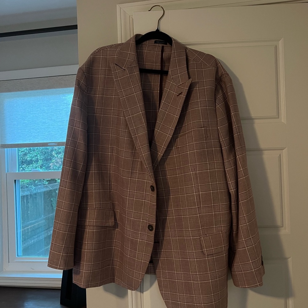 Stafford Plaid Sport Coat in Taupe Brown